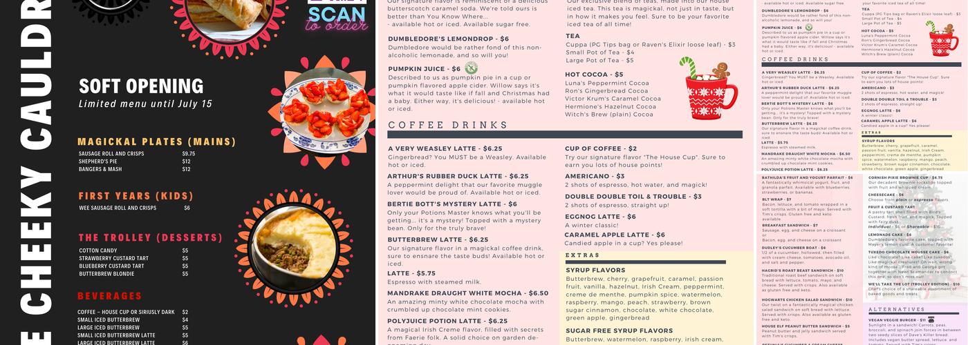The Cheeky Cauldron Menu