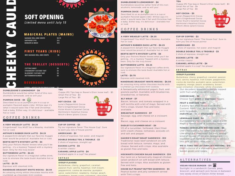 The Cheeky Cauldron Menu