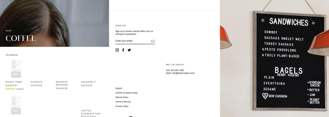 Fetch Coffee Roasters Menu