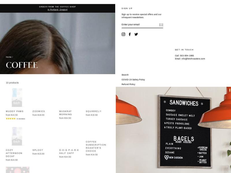 Fetch Coffee Roasters Menu