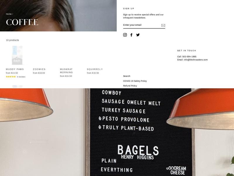 Fetch Coffee Roasters Menu