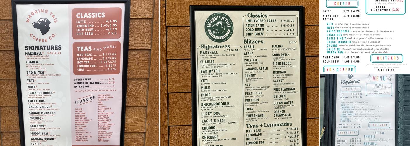 Wagging Tail Coffee Company Menu