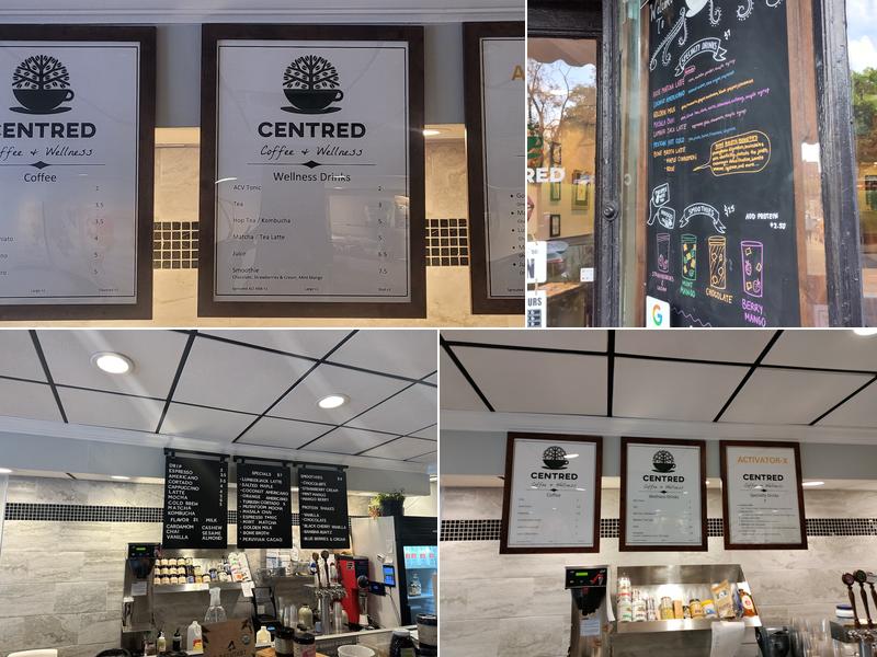 Centred Coffee & Wellness Menu