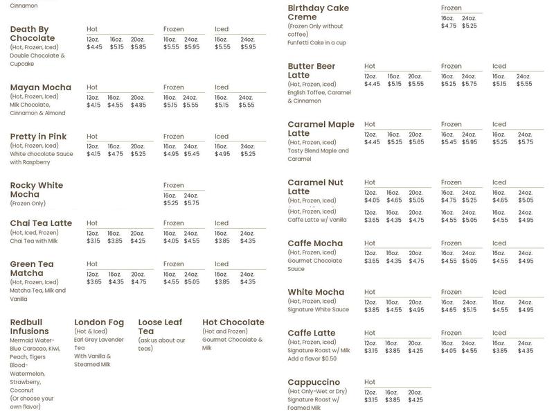 Greenbean Coffee House Menu