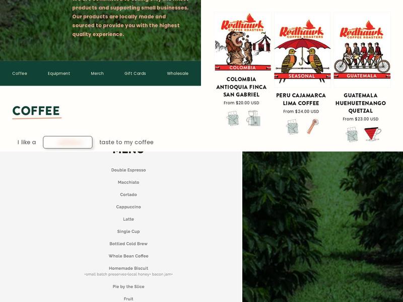 Redhawk Coffee Roasters Menu