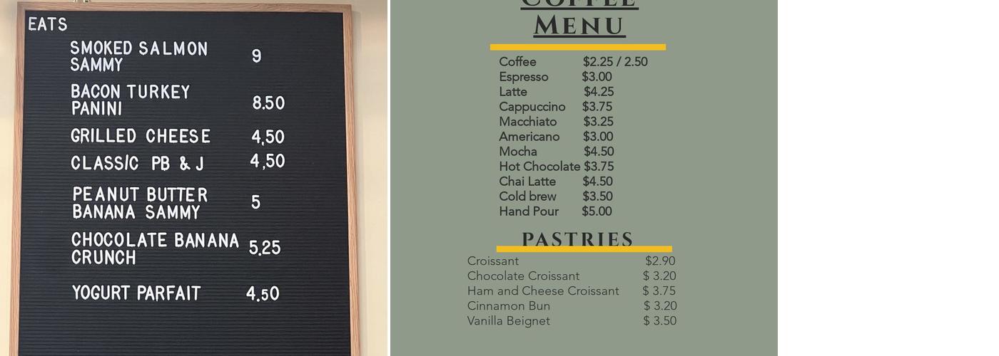 Bison Coffee Menu