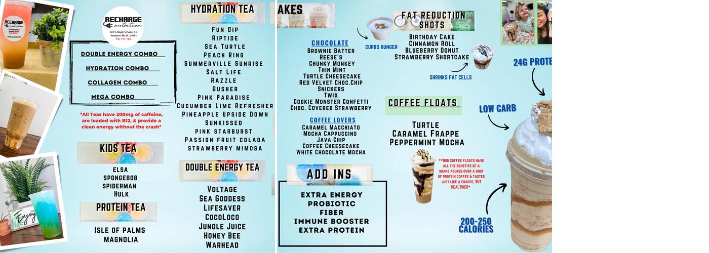 ReCharge Nutrition Menu