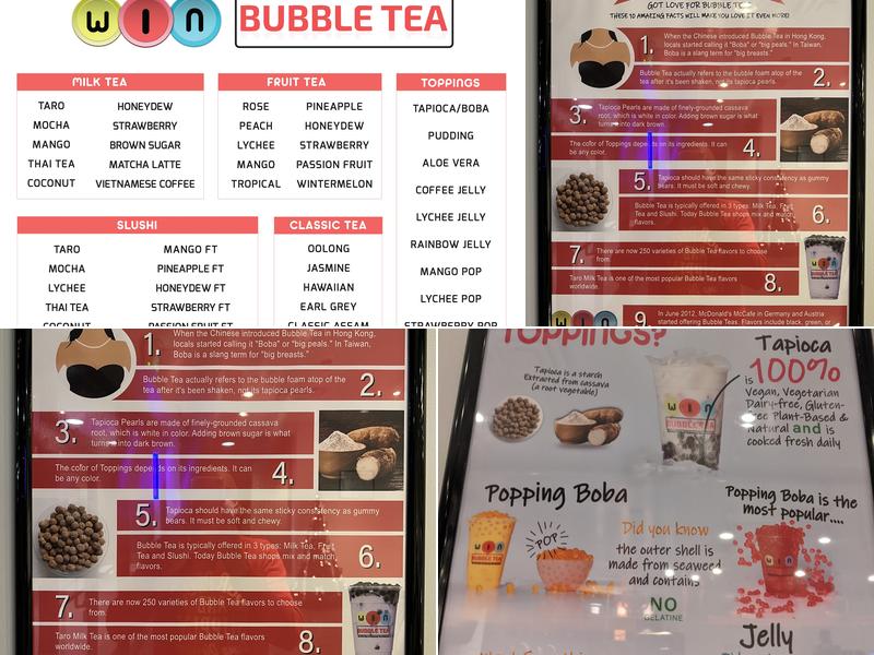 WIN Bubble Tea Hickory Hollow Menu