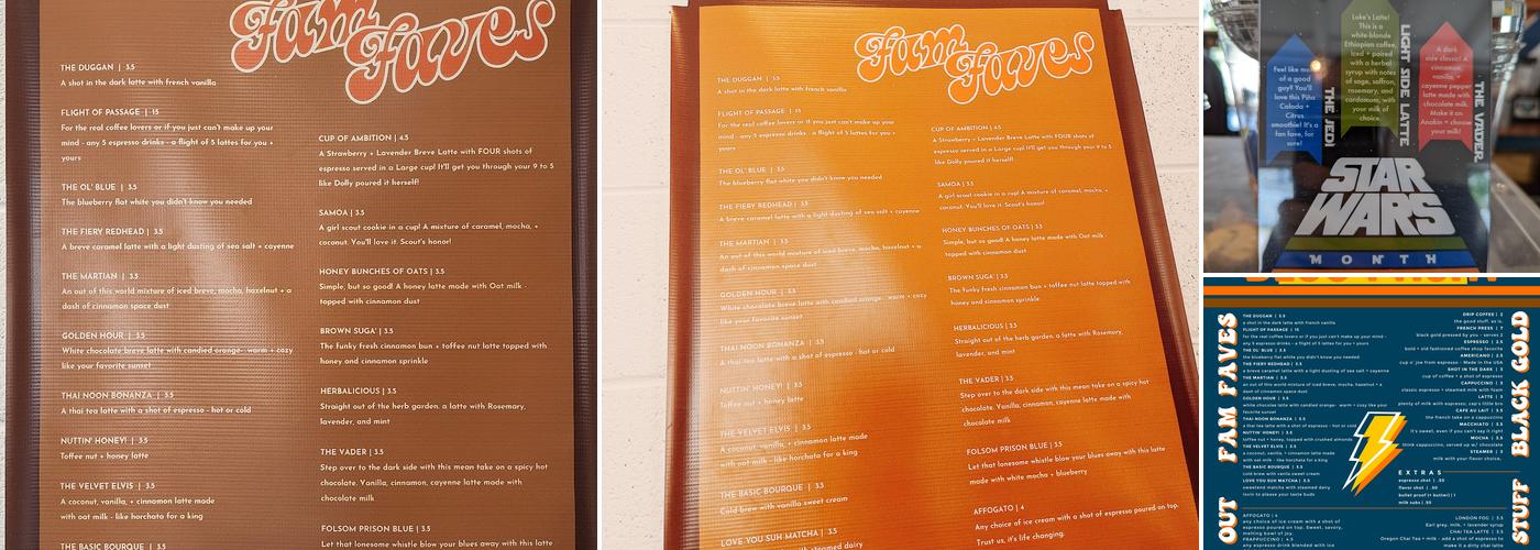 Blue Front Coffee Co. Menu