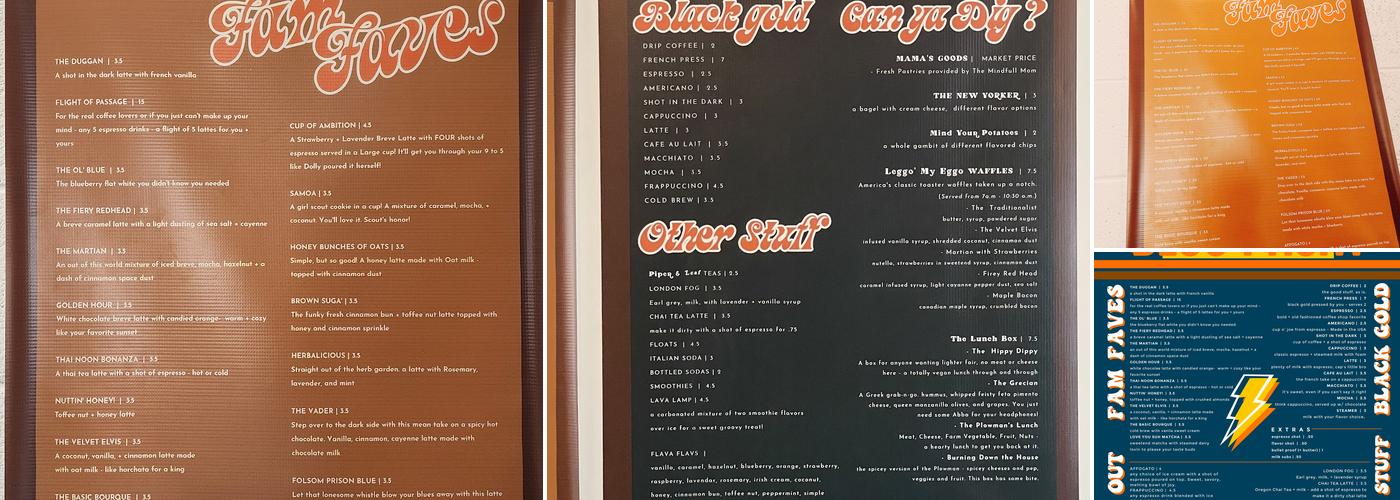 Blue Front Coffee Co. Menu