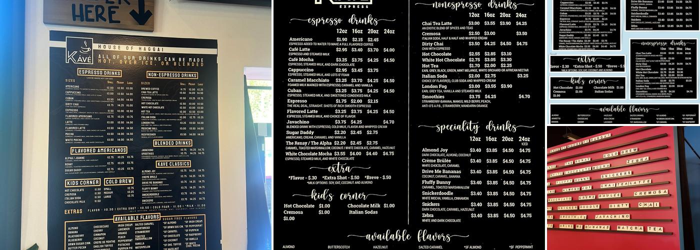 Kávé at House of Haggai Menu