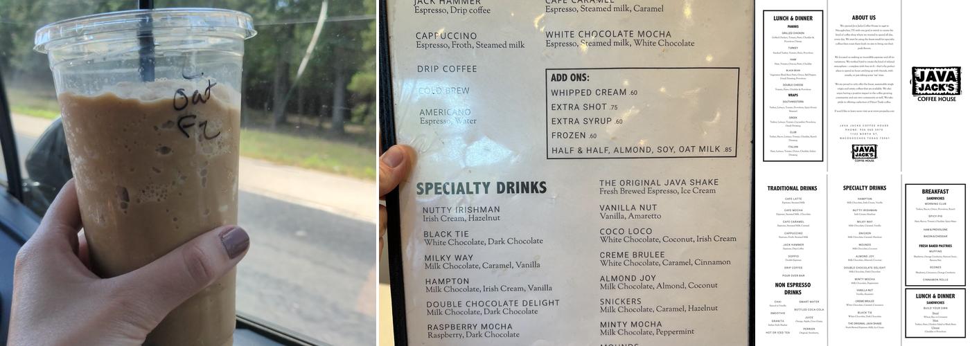 Java Jacks Coffee House Menu