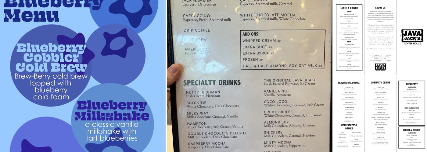 Java Jacks Coffee House Menu