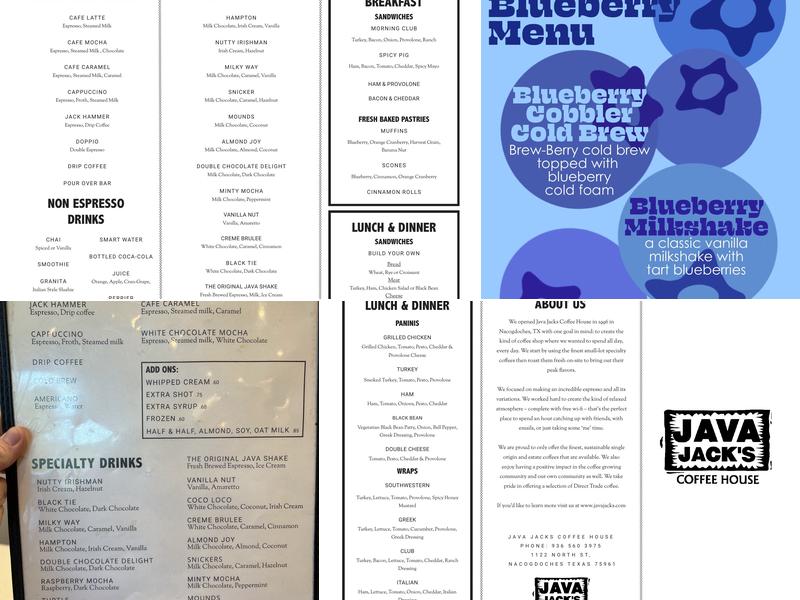 Java Jacks Coffee House Menu