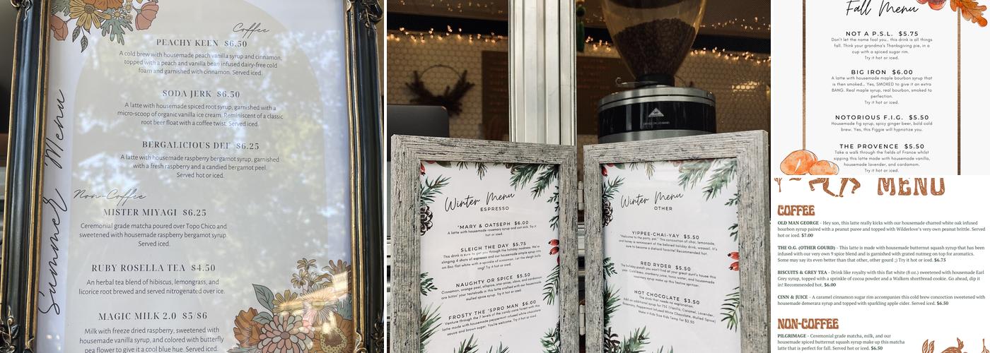 Wilderlove Coffee Menu