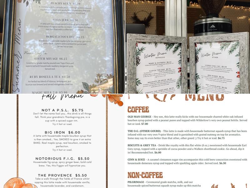 Wilderlove Coffee Menu