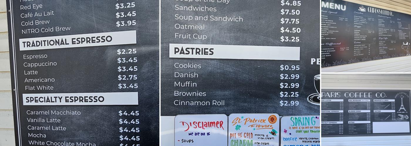 Gripon’s Coffee Co. Pearland Menu