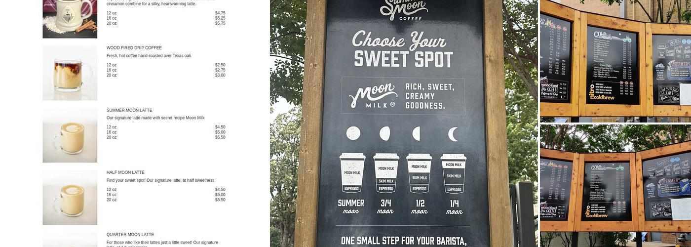 Summer Moon Coffee Menu