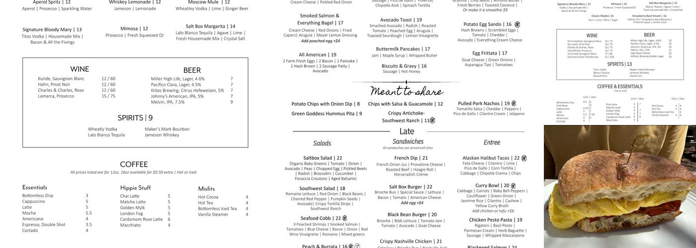 SALTBOX Menu