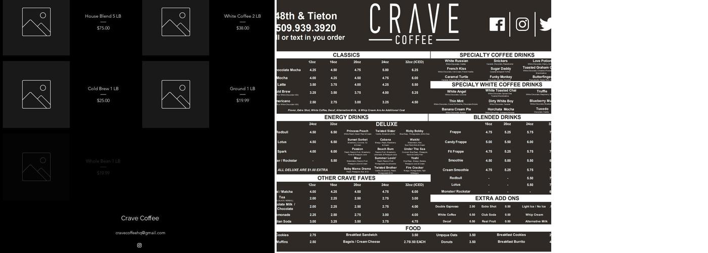 Crave Coffee Menu