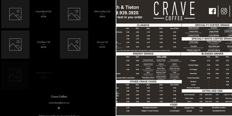 Crave Coffee Menu