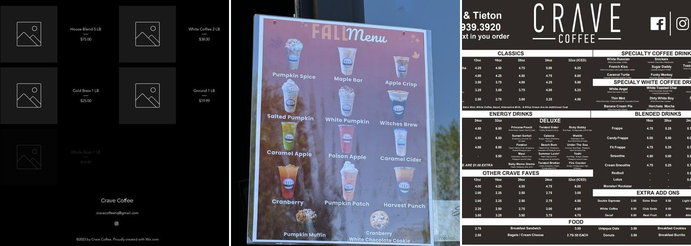 Crave Coffee Menu