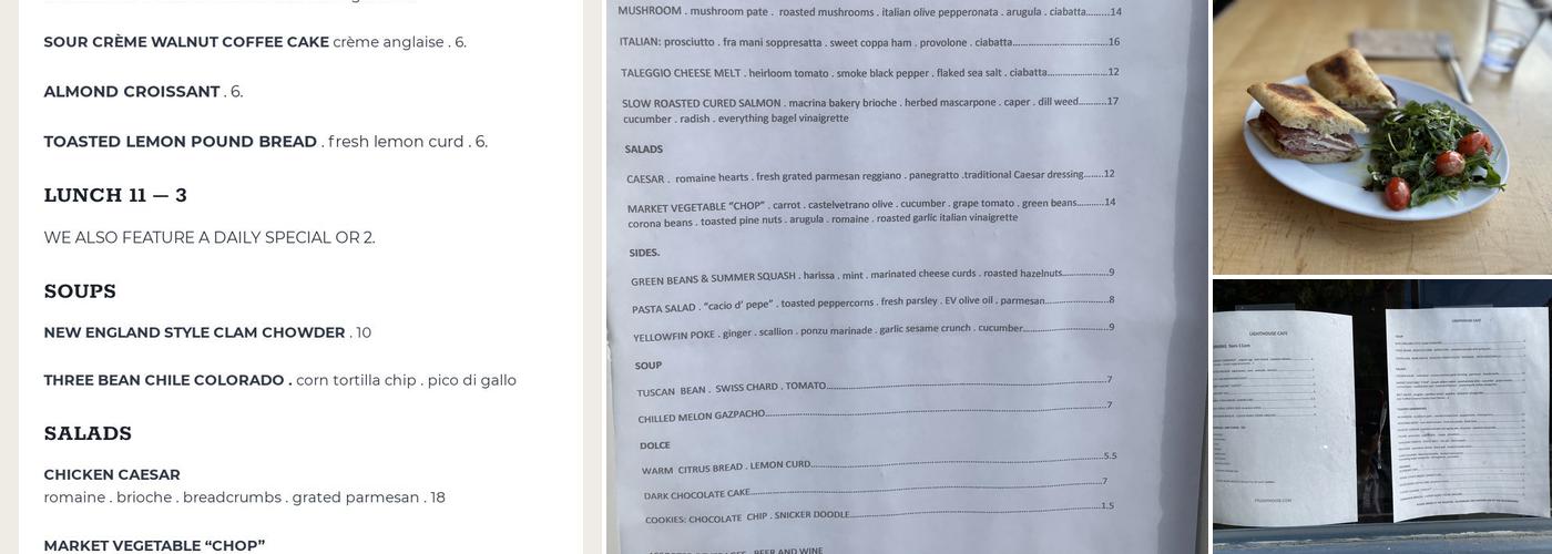 Lighthouse Cafe Menu