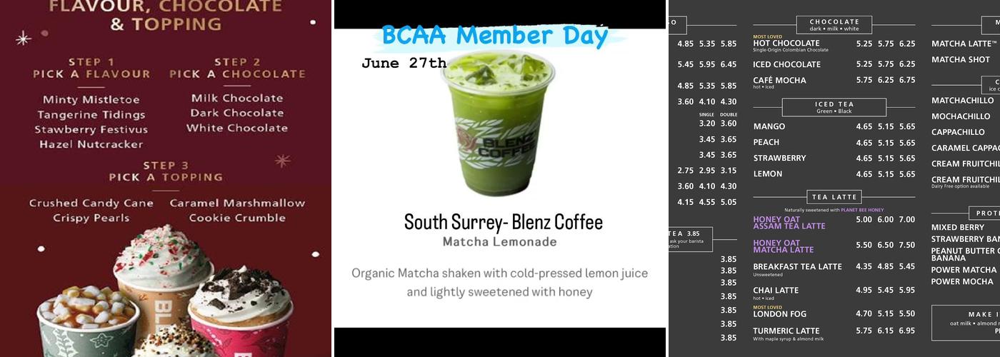 Blenz Coffee Menu