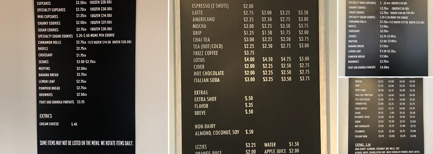 Farmhouse Sweets Cafe & Bakery Menu