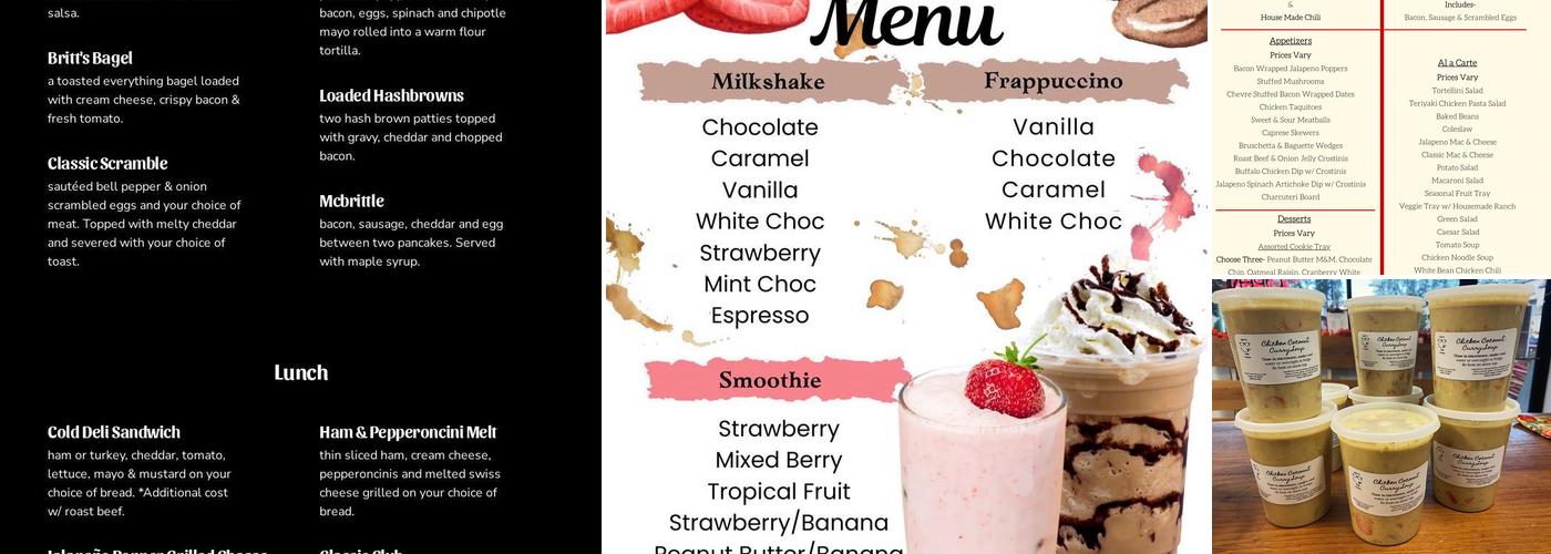 Britt's Delish Cafe Menu