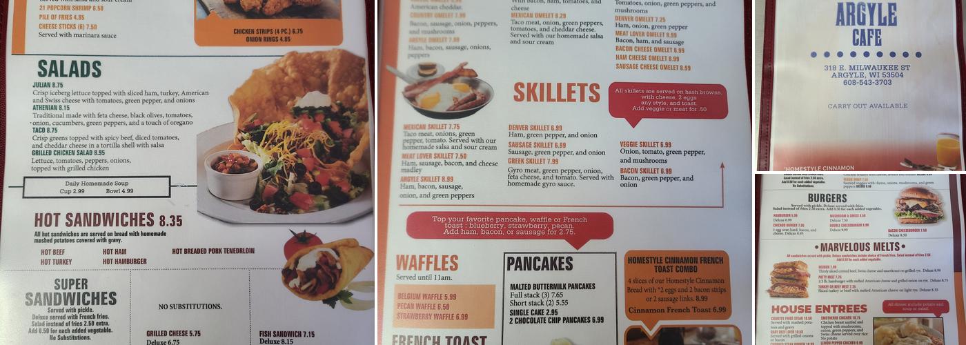 Argyle Cafe Menu