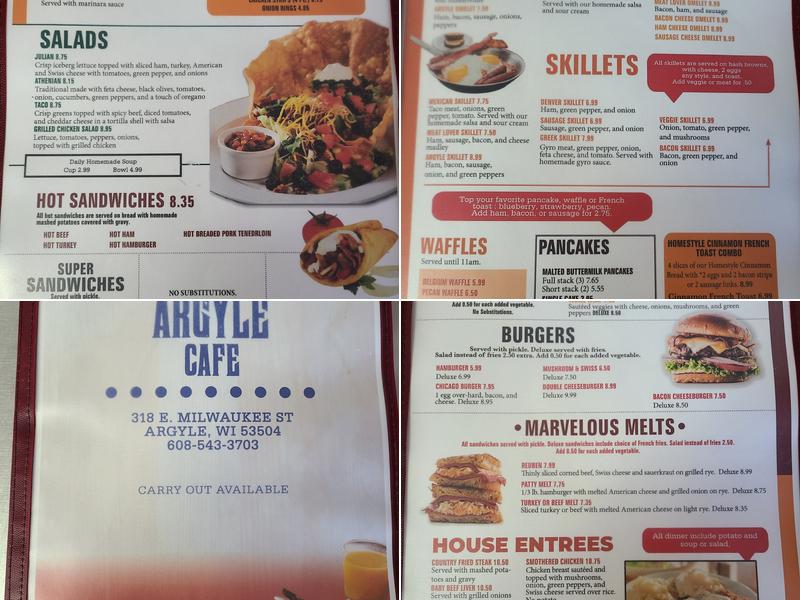 Argyle Cafe Menu
