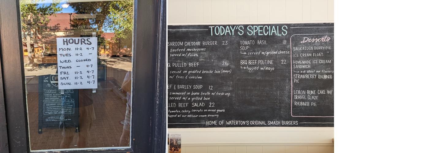 Waterton Park Cafe Menu