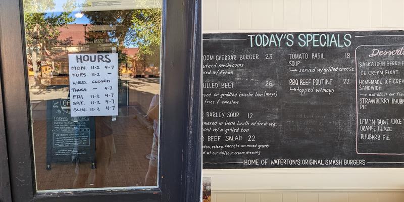 Waterton Park Cafe Menu