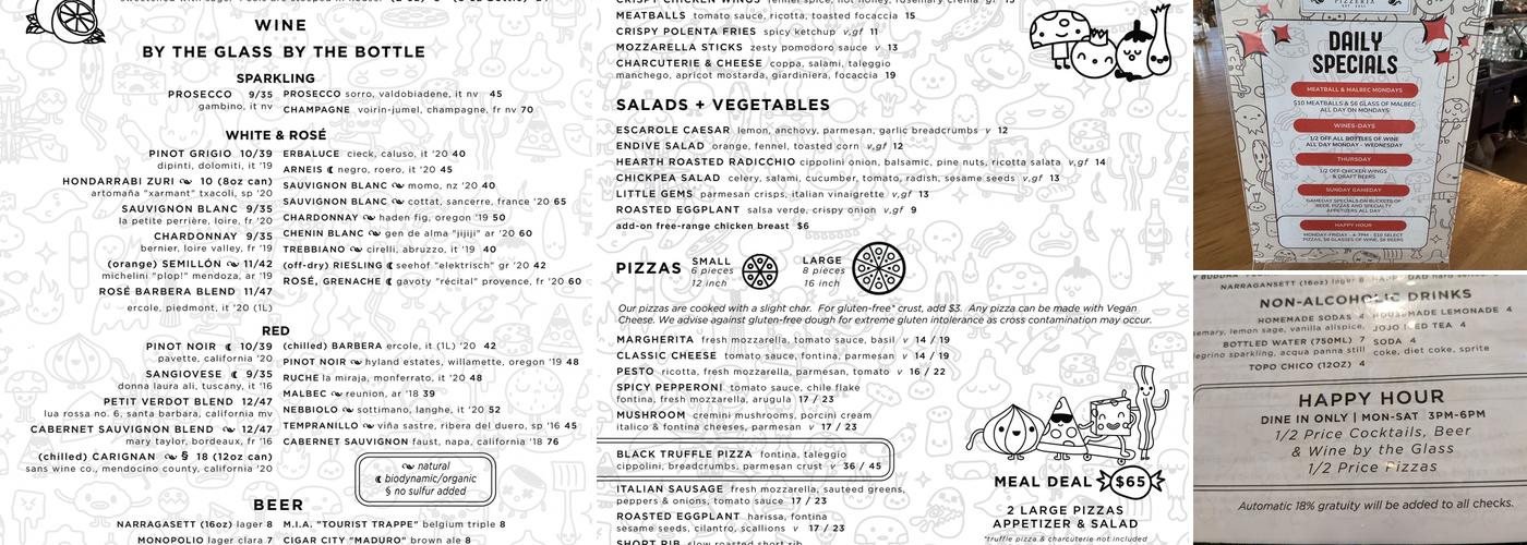 Harry's Pizzeria Miami Beach Menu