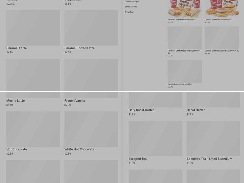 Tim Hortons Menu