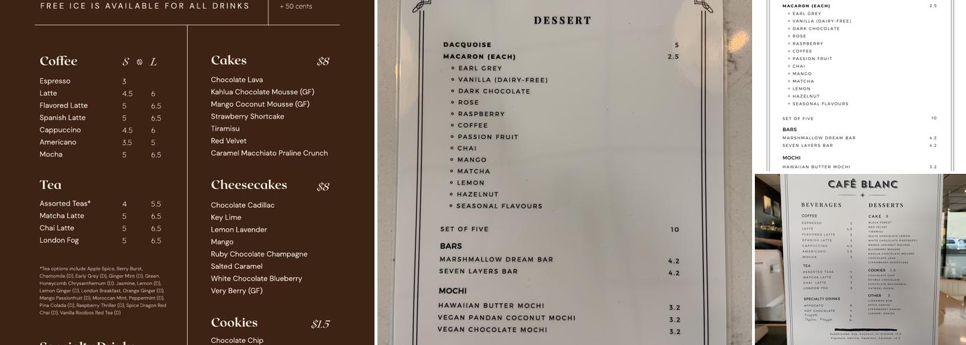 Café Blanc Menu