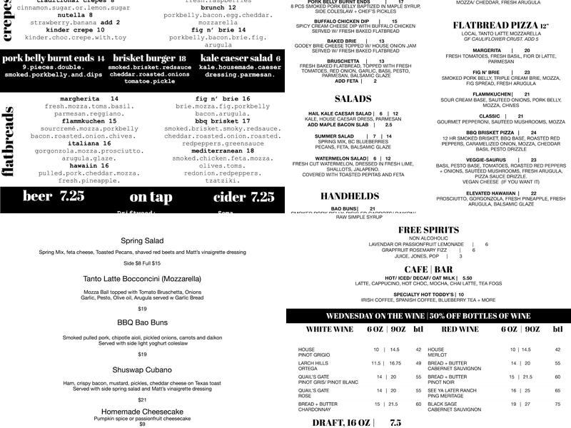 Night Café Menu