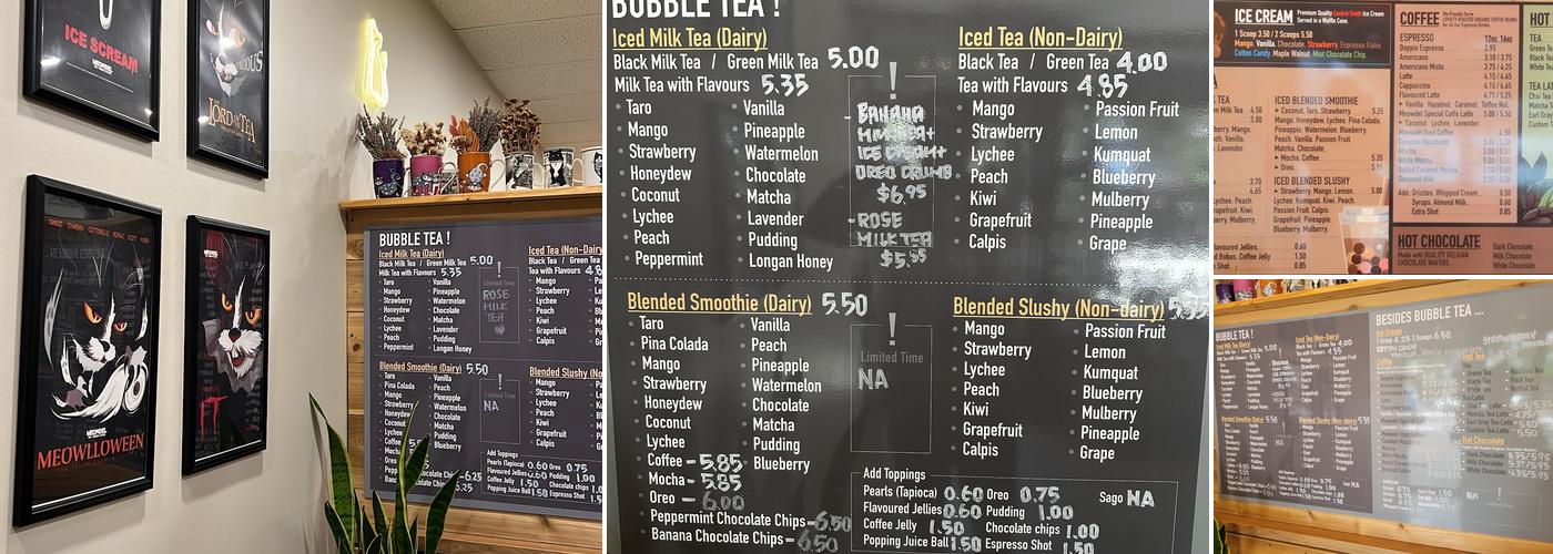Meowdel Tea Studio Menu