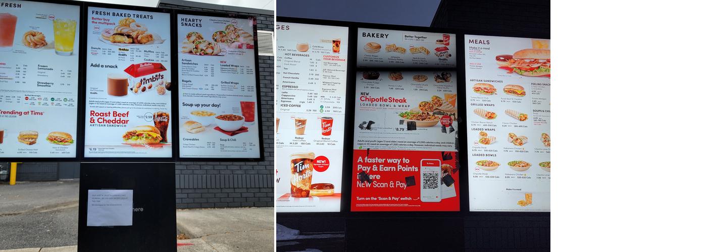 Tim Hortons Menu