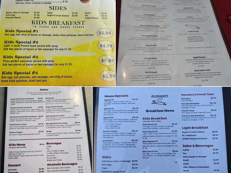 Runways Cafe Menu