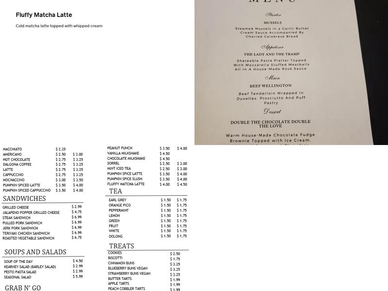Capital B Cafe Menu