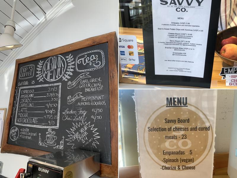 The Savvy Co. Menu