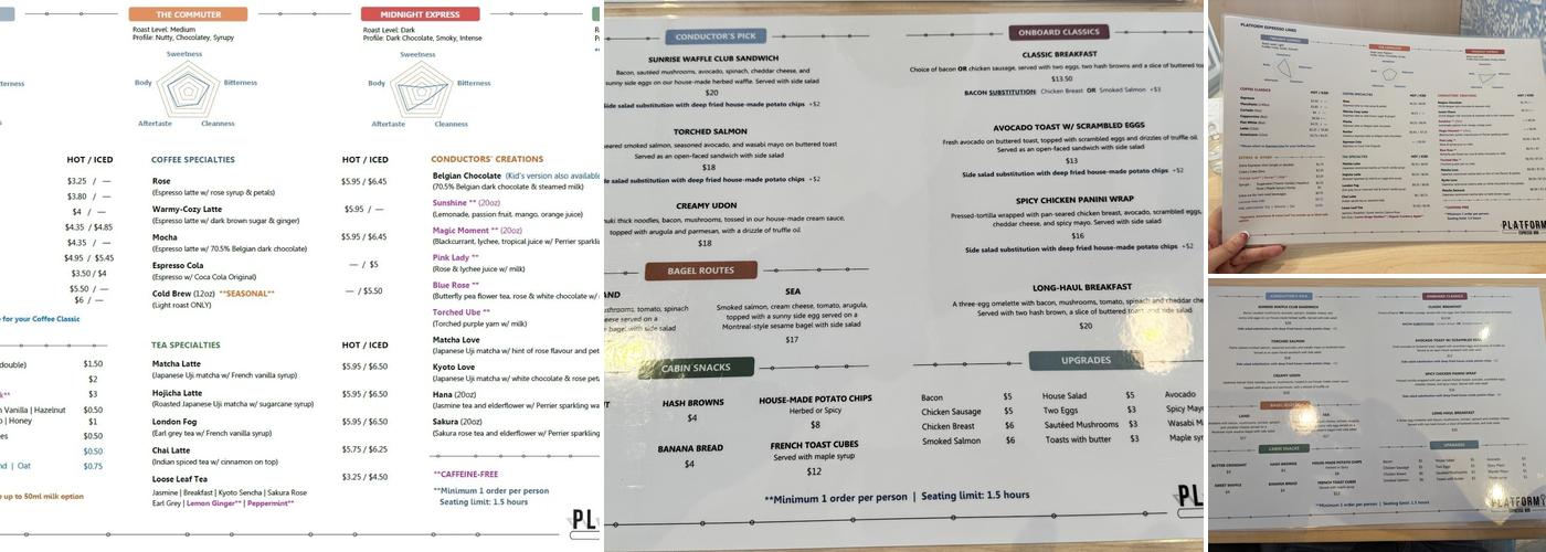 Platform Espresso Bar Menu