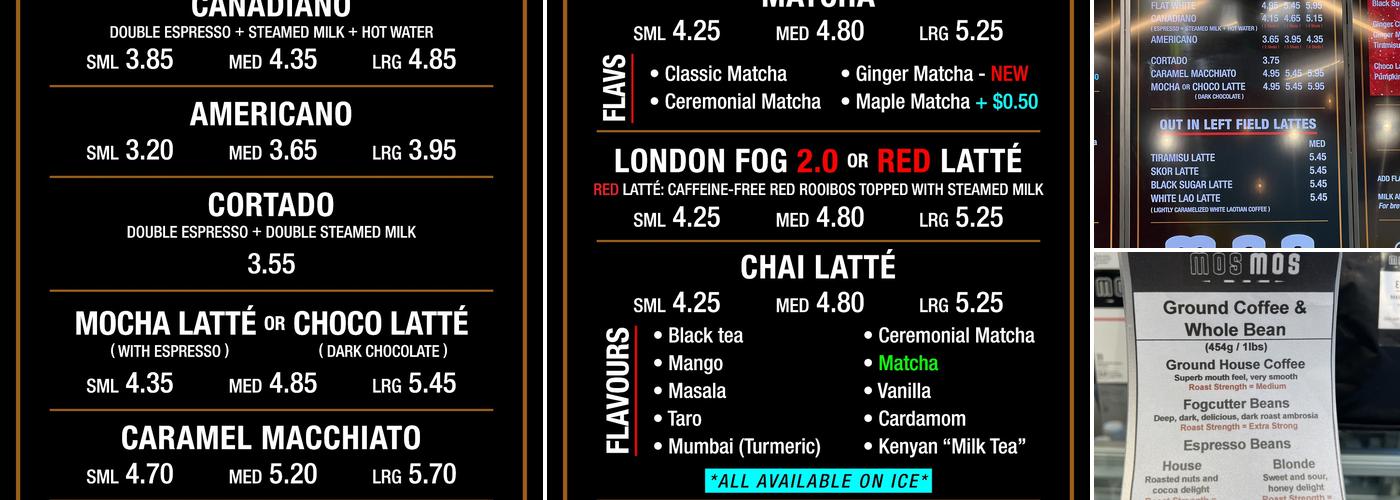 Mos Mos Coffee Menu