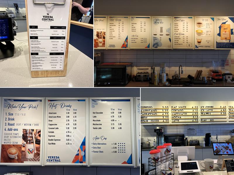 Vereda Central Coffee Roasters Menu