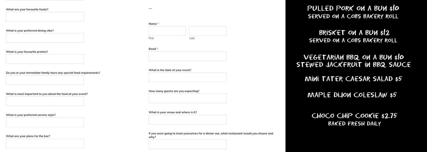 The Garage Guy BBQ Menu