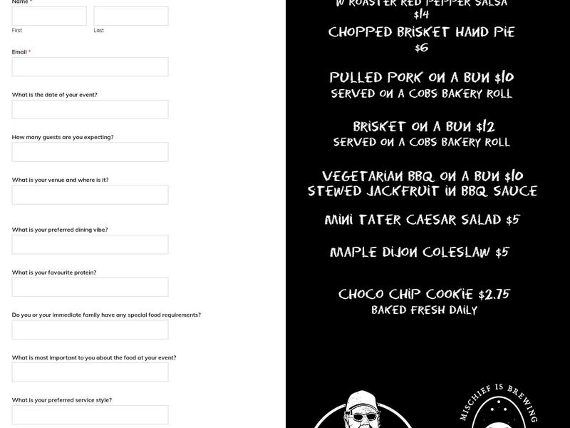 The Garage Guy BBQ Menu
