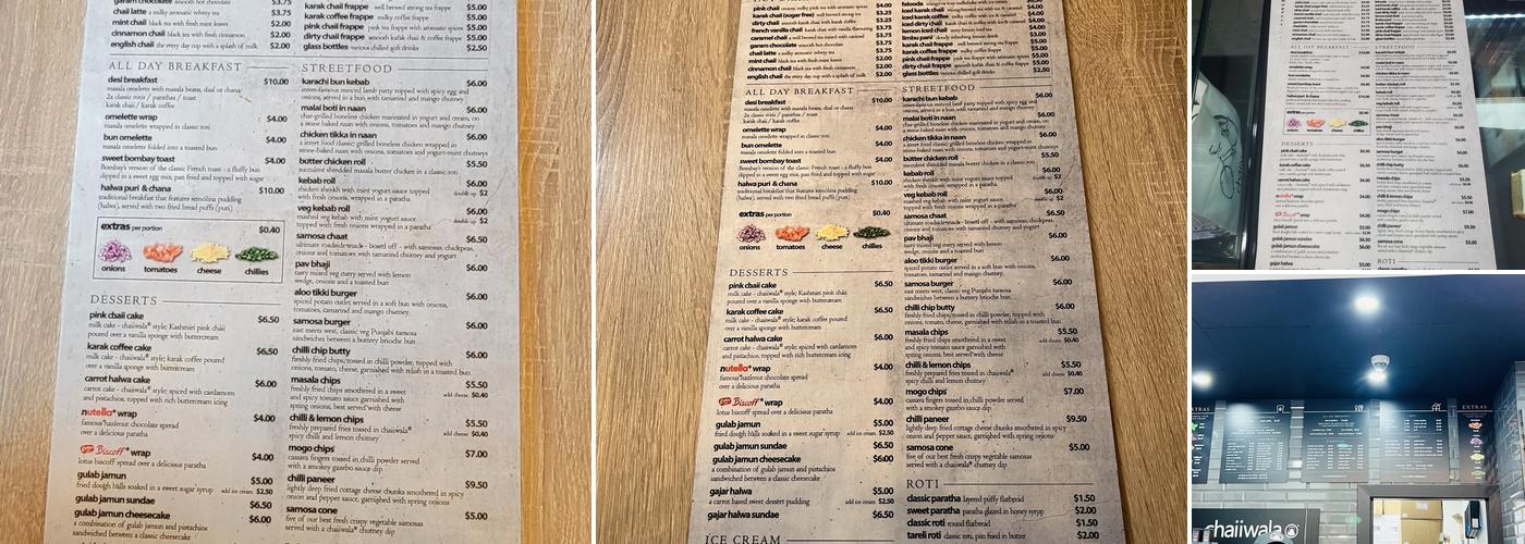 Chaiiwala of London - Scarborough Menu