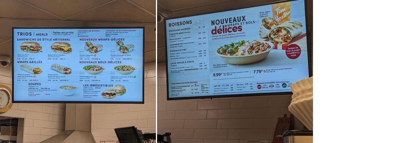 Tim Hortons Menu